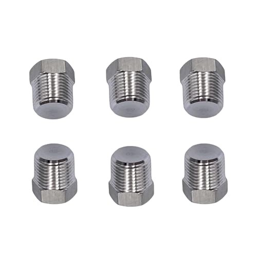 6 Pcs 3/8" NPT 304 Stainless Steel Hexagonal Thread Socket Pipe Plug Pipe