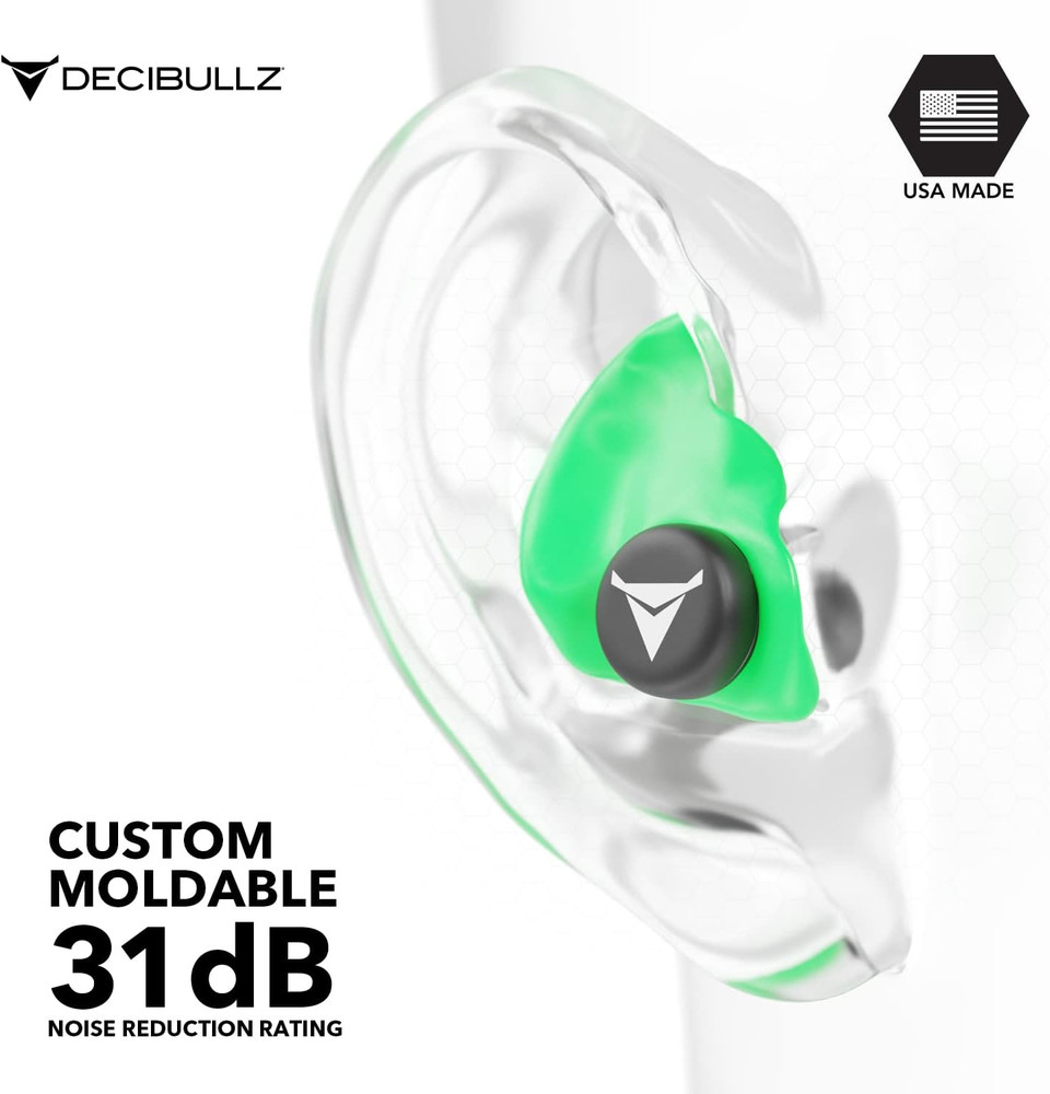 Decibullz Custom Molded Earplugs Pro Pack (Green) Bundle