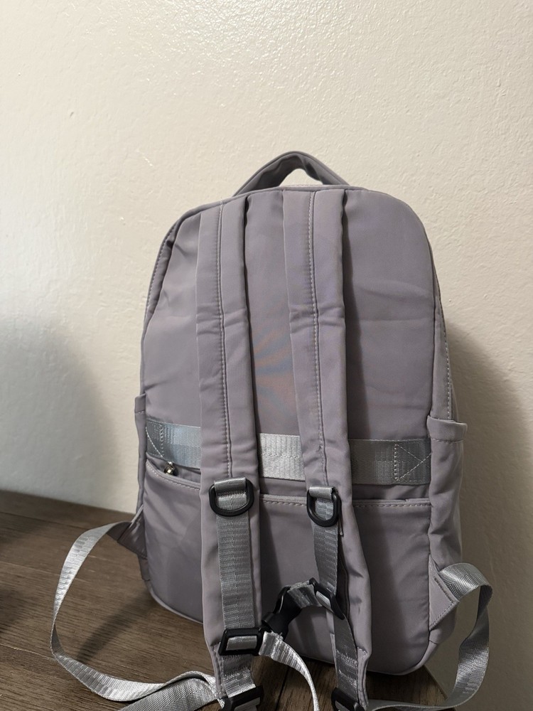 Gray Nylon Laptop Backpack with Zipper Closure, Adjustable Straps, 4 Pockets