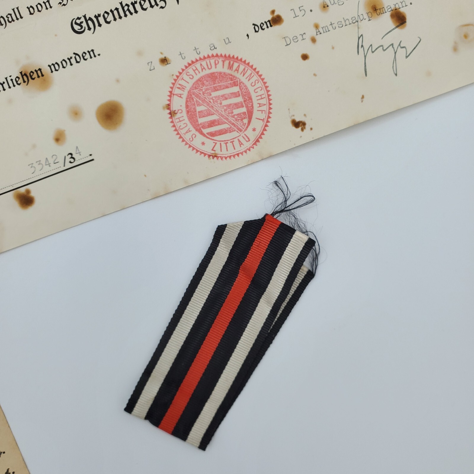 WWI WW1 Original German Somme veteran service record set award documents ribbon