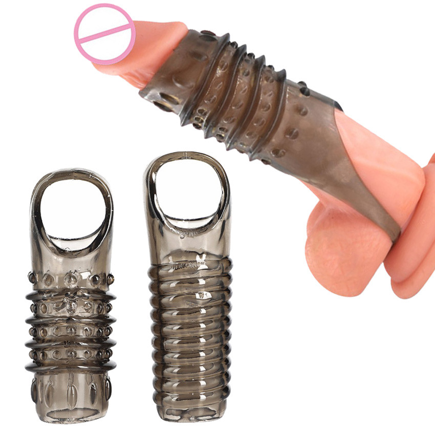Soft Penis Extender Enlarger Sleeve Reusable Condoms Delay Ejaculation-for-Men