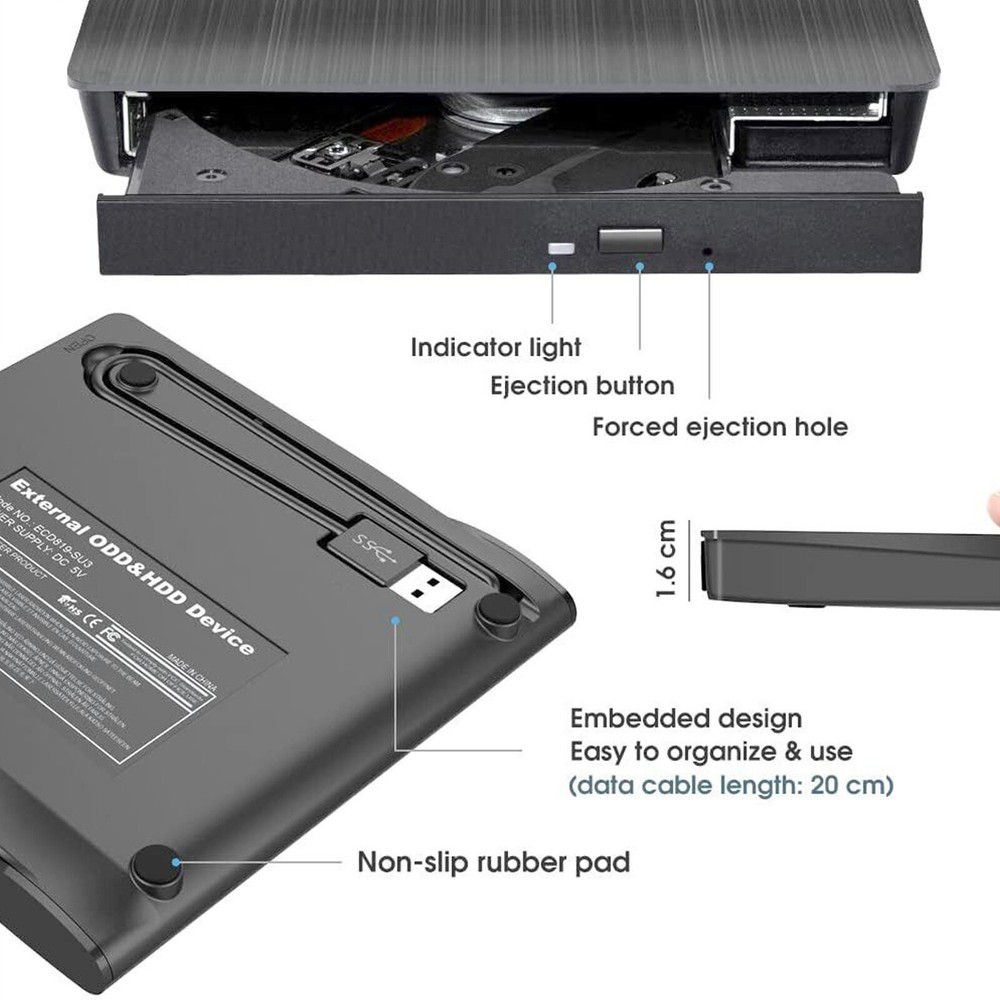 USB 3.0 CD DVD RW ROM Writer Drive Burner Reader Player PC Laptop