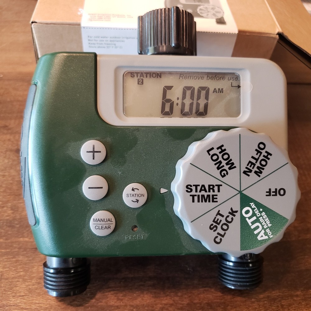 Orbit 58910 Programmable Hose Faucet Timer, 2 Outlet, Green