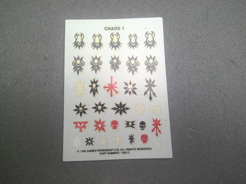 Transfer sheet Chaos (1) Games Workshop 1 sheet
