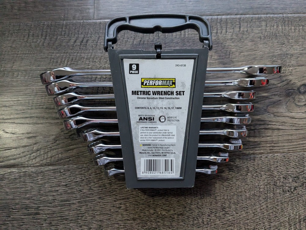 PERFORMAX 9PC Metric Combination Chrome Wrench Set
