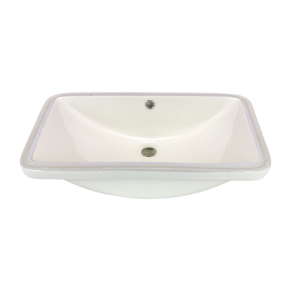 Moat Rectangular Shaped Undermount Bathroom Vanity Sink 24" X 15-3/4" Ivory
