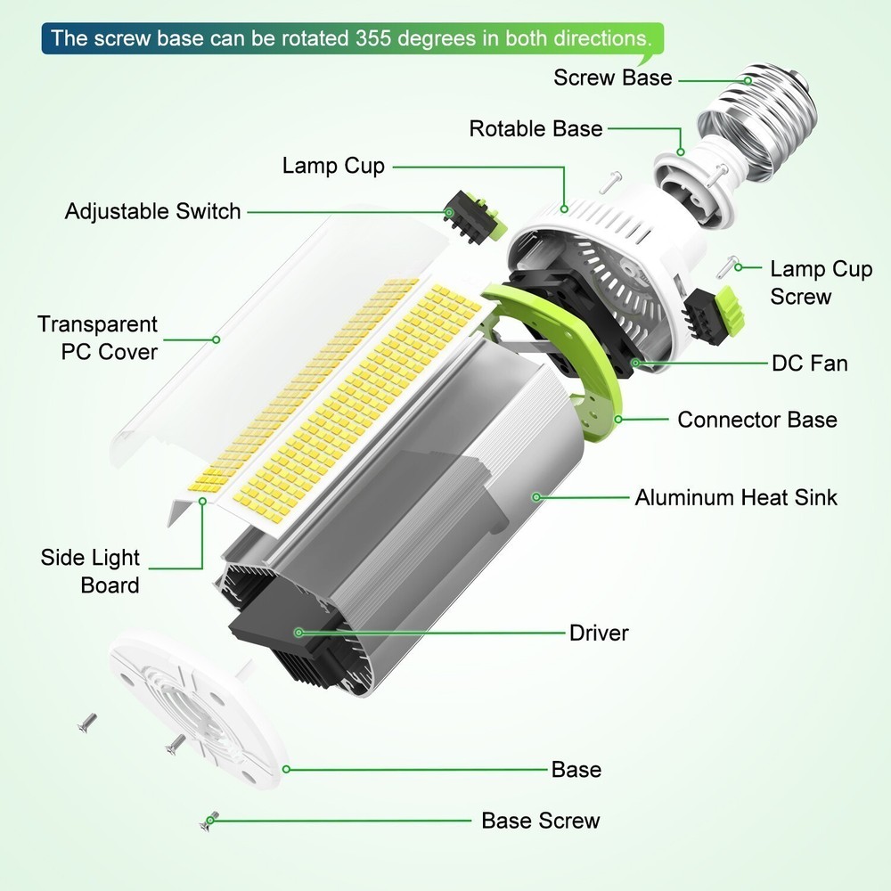 80/64/48W LED Corn Light Bulb Adjustable E39 Base 5700/5000K 4500K for Warehouse