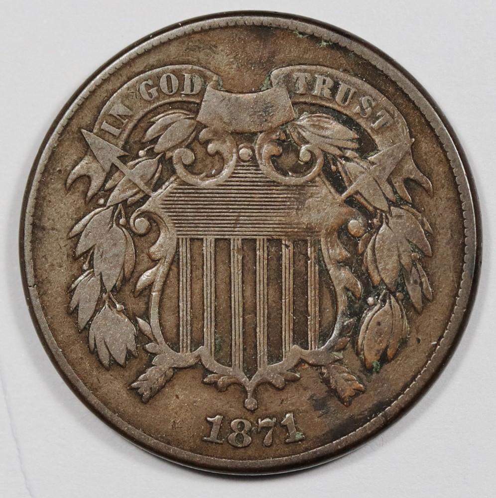 1871 2 Cent Piece.   VF.  207415