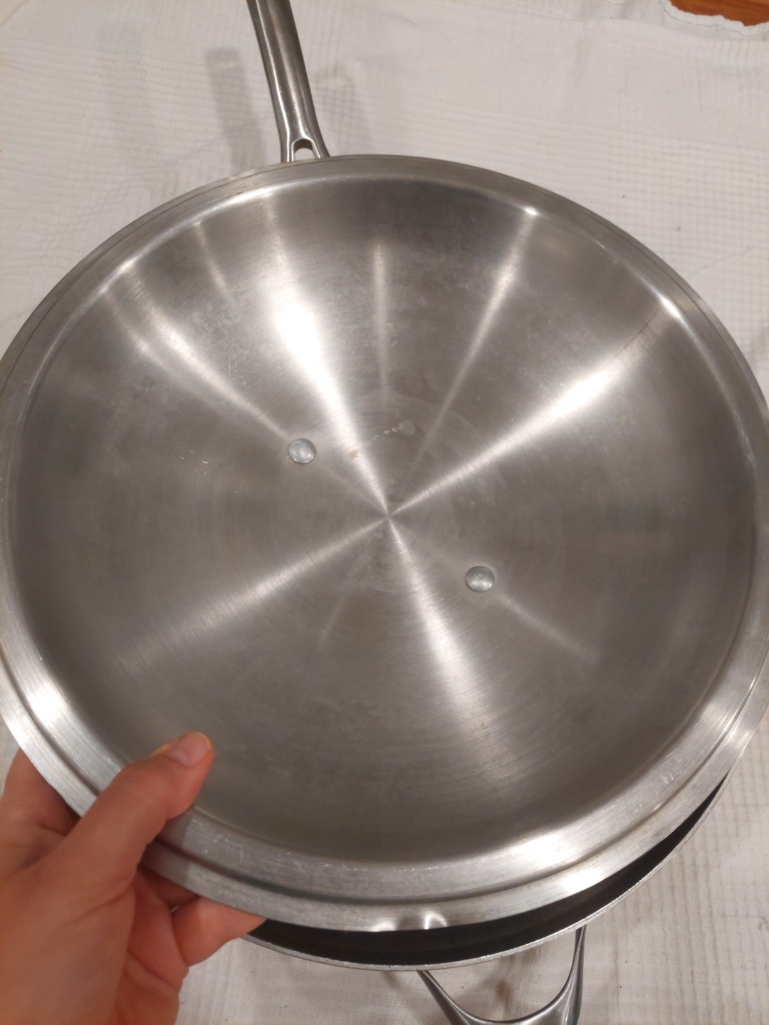 Calphalon Stainless Steel 13” Wok 155 Flat Bottom Cooking Pan With Lid