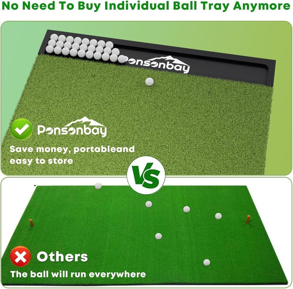 Golf Training Mat Practice Hitting Mat with Ball Tray & Artificial Turf 5 x 4 ft