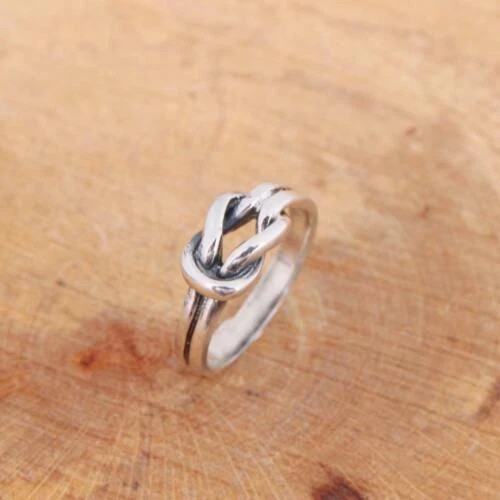 Solid 925 Sterling Silver Band Ring Knot Ring Designer Handmade Ring All Size
