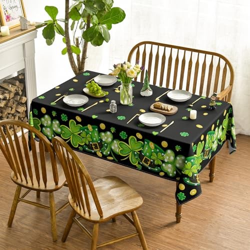 St. Patrick's Day Tablecloth 60×120 Inch, 60" x 120" (Rectangular) Black