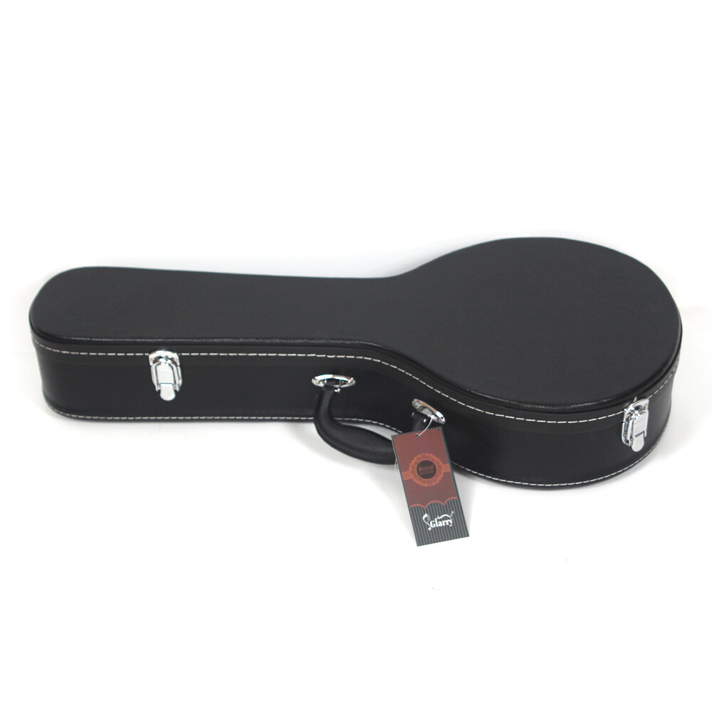 Hardshell A-Style Microgroove Pattern Leather Wood Mandolin Case Black