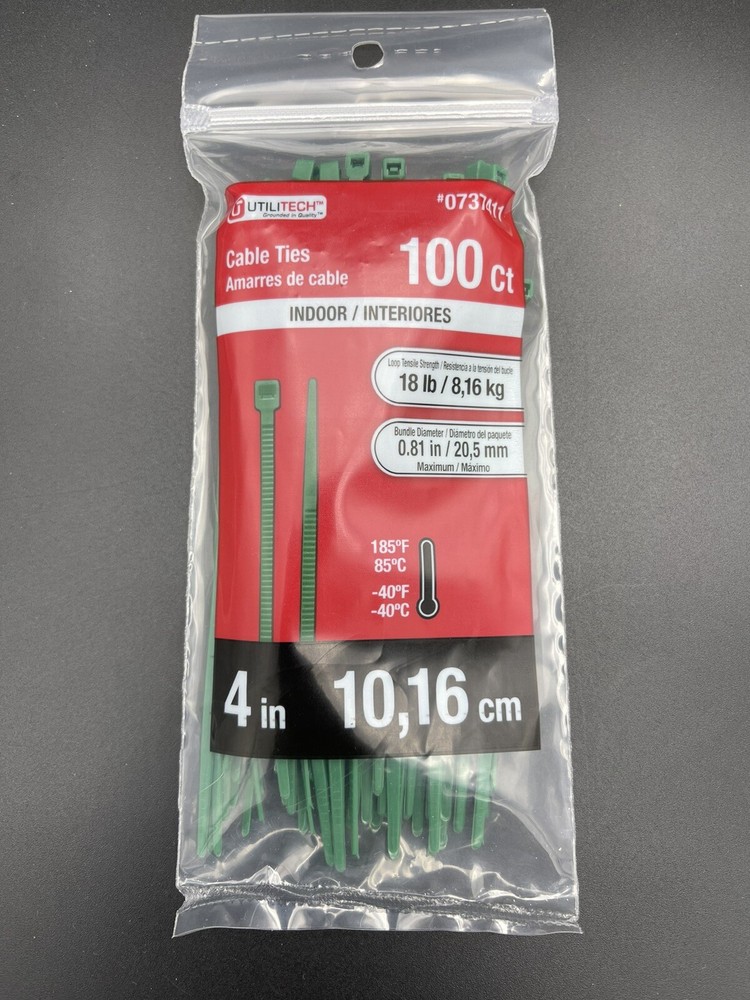Utilitech 100-Pack 4-in Nylon Fastening Cable Ties/Hooks Cable Ties Indoor