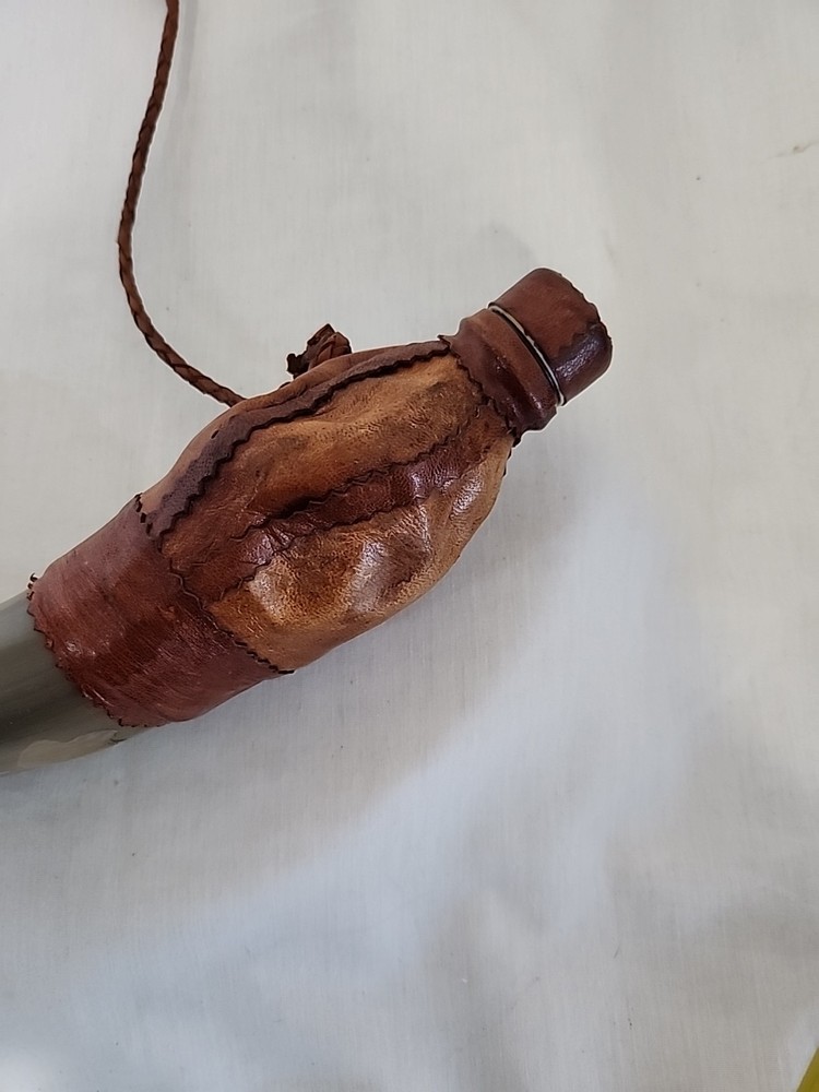 Gun Powder Horn Muzzleloader Reenactment Mountain Man Rendezvous LEATHER Plastic