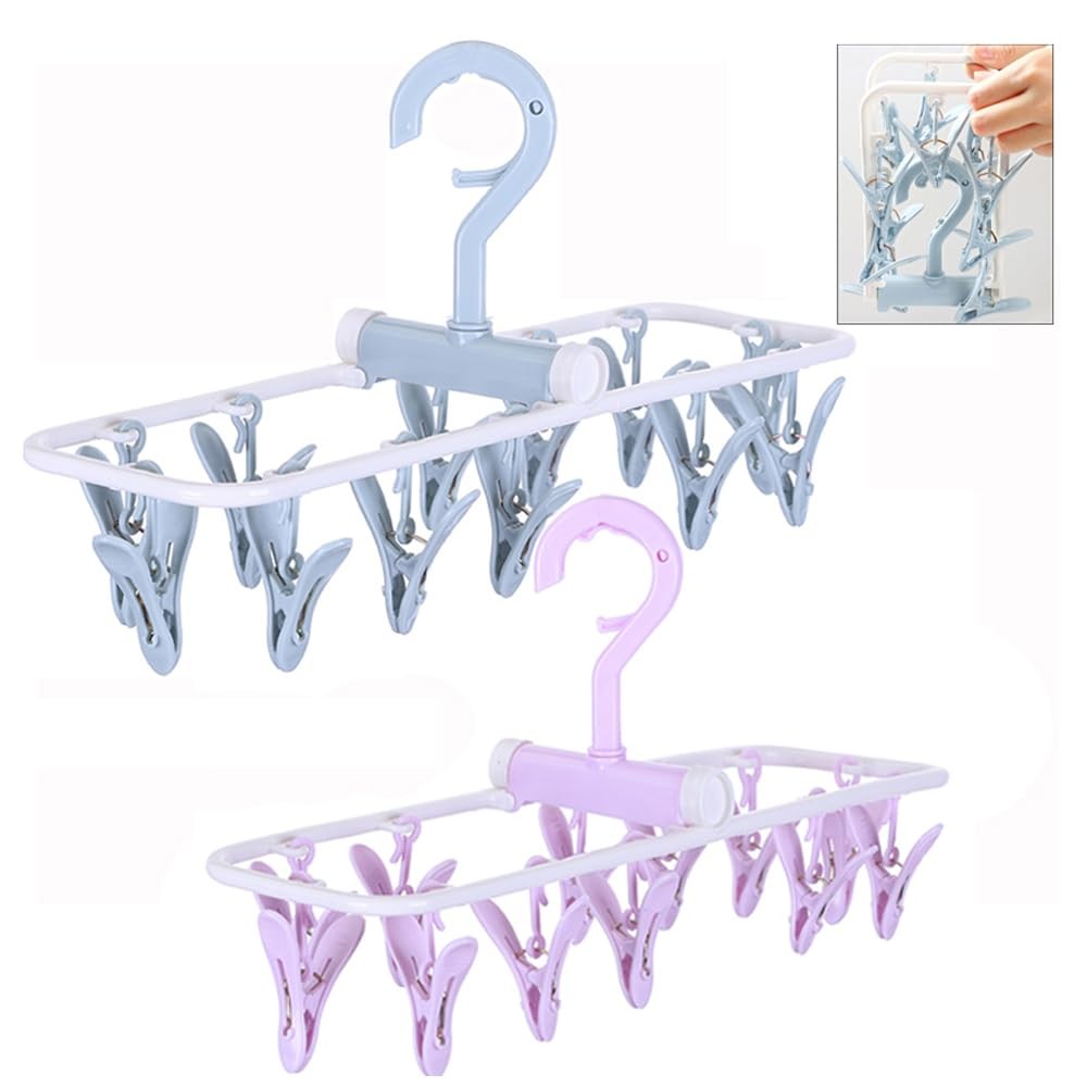 Clothes Drying Racks 2 Pack Small Folding Portable Underwear Hangers with Cli...