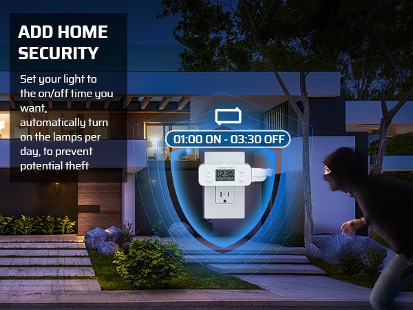 DEWENWILS Electrical Timer, Countdown & Repeat Modes, for Grow Lights & Charger