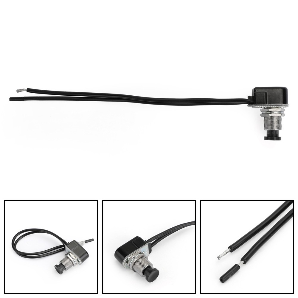 🔥1x Normally Open Momentary Self-resetting Push Button Reset Switch w/Wire BLK