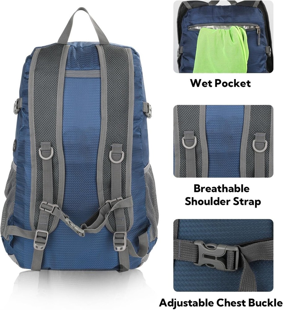 Lightweight Packable Hiking Backpack: 30L Foldable Travel Daypack Ultralight ...