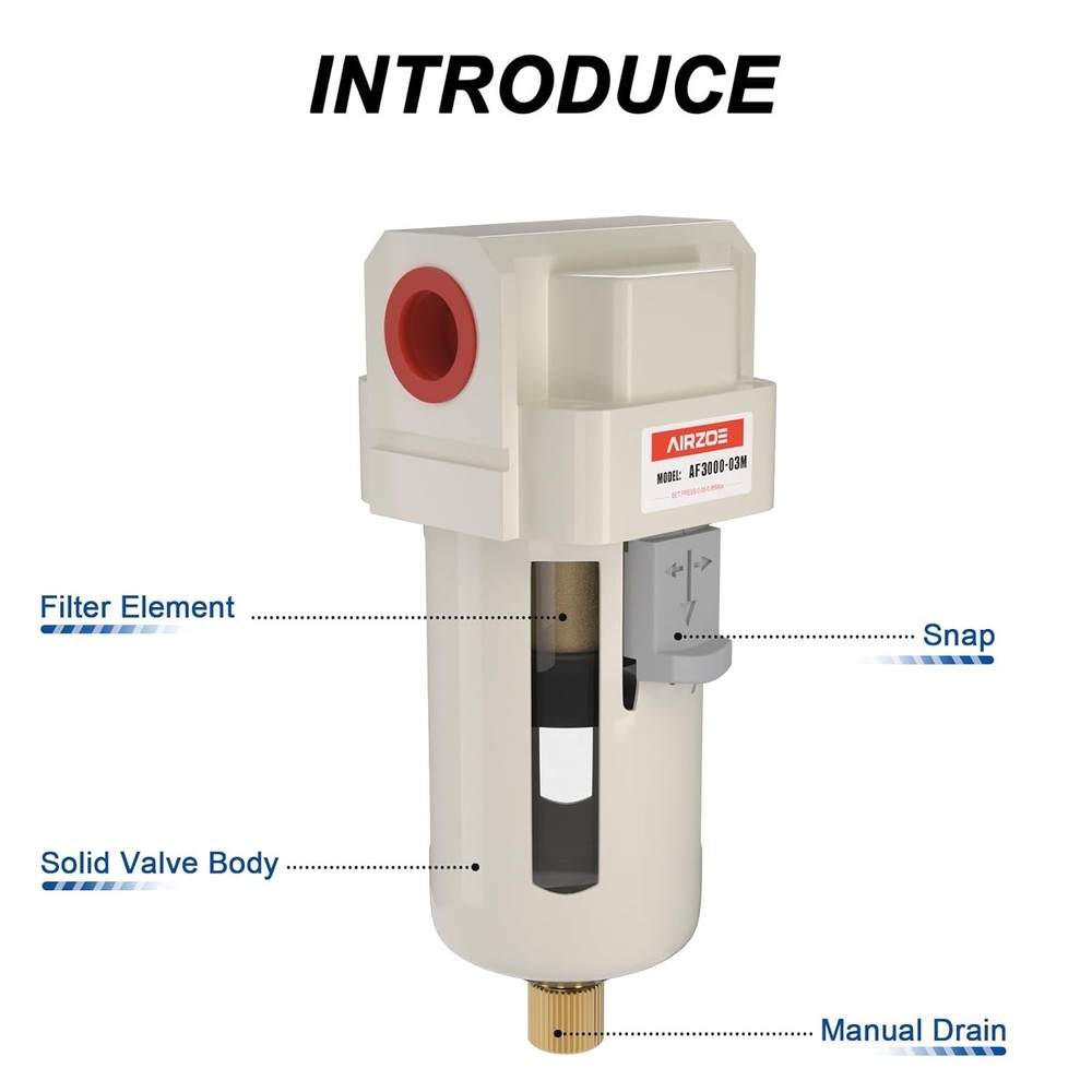 Efficient 3/8" NPT Air Compressor Dryer - Removes Moisture & Particles, Durable