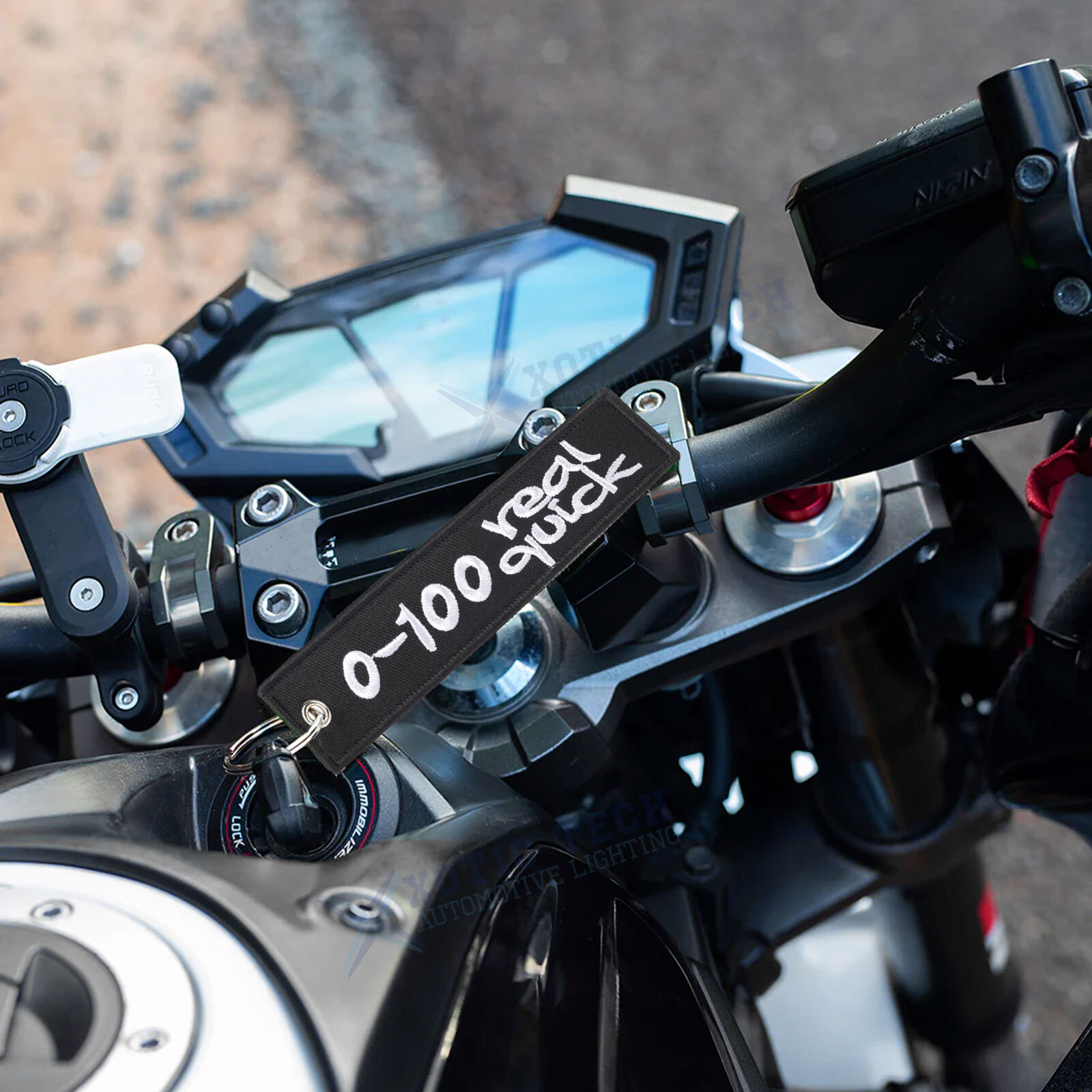 1PC Double Sided Embroidered Keychain Bike Motorcycle Key Ring Key Tag Belt Gift