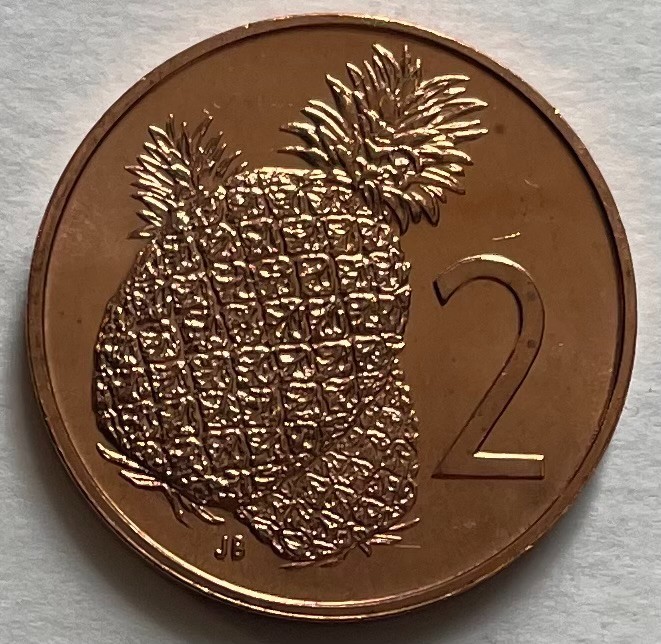 Cook Islands 2 cents 1973 - Pineapple Fruit - Uncirculated