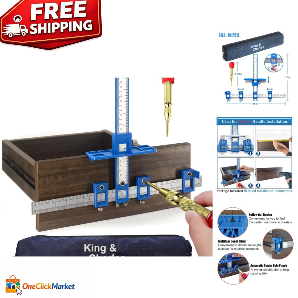 Easy-Use Cabinet Hardware Jig with Automatic Center Punch for Precise Drilling