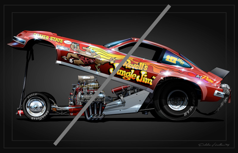 Jungle Jim Lieberman Open Red Monza Funny Car 28X18" Poster FC096