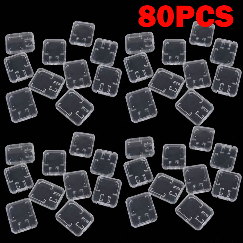 80Pcs Case Holder for Micro SD SDHC Memory Card Box Storage Hard Plastic N865