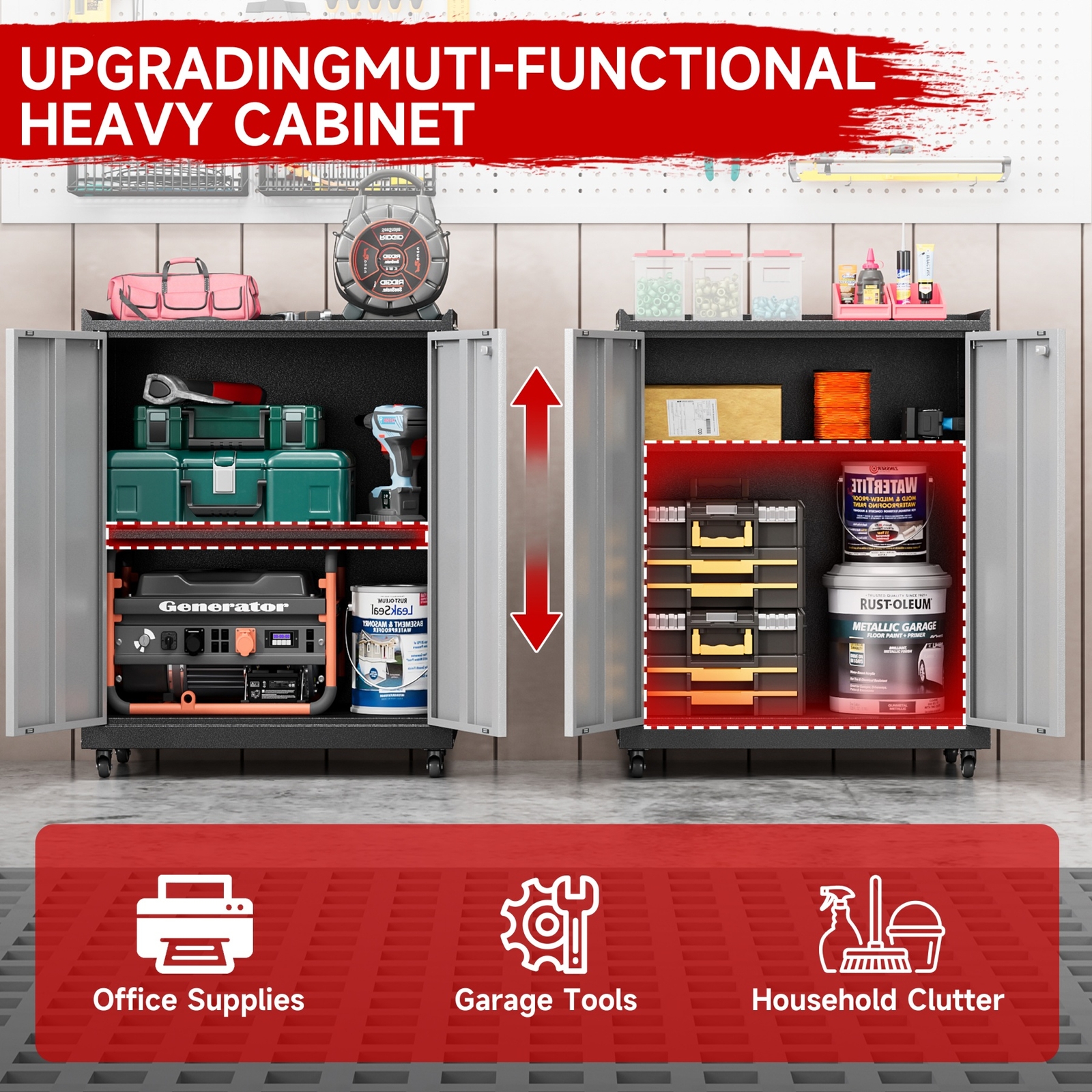 Garage Storage Cabinet System 5-Pcs Workshop Set Metal Garage Lockable Cabinets