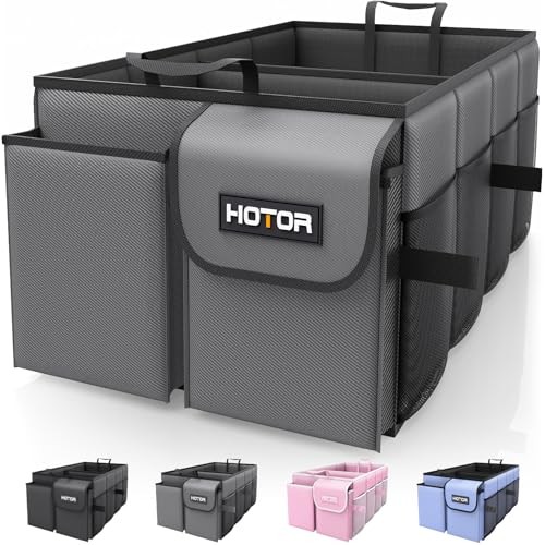 Foldable Trunk Organizer - SUV & Sedan Compatible, Large (2 Compartments) Grey