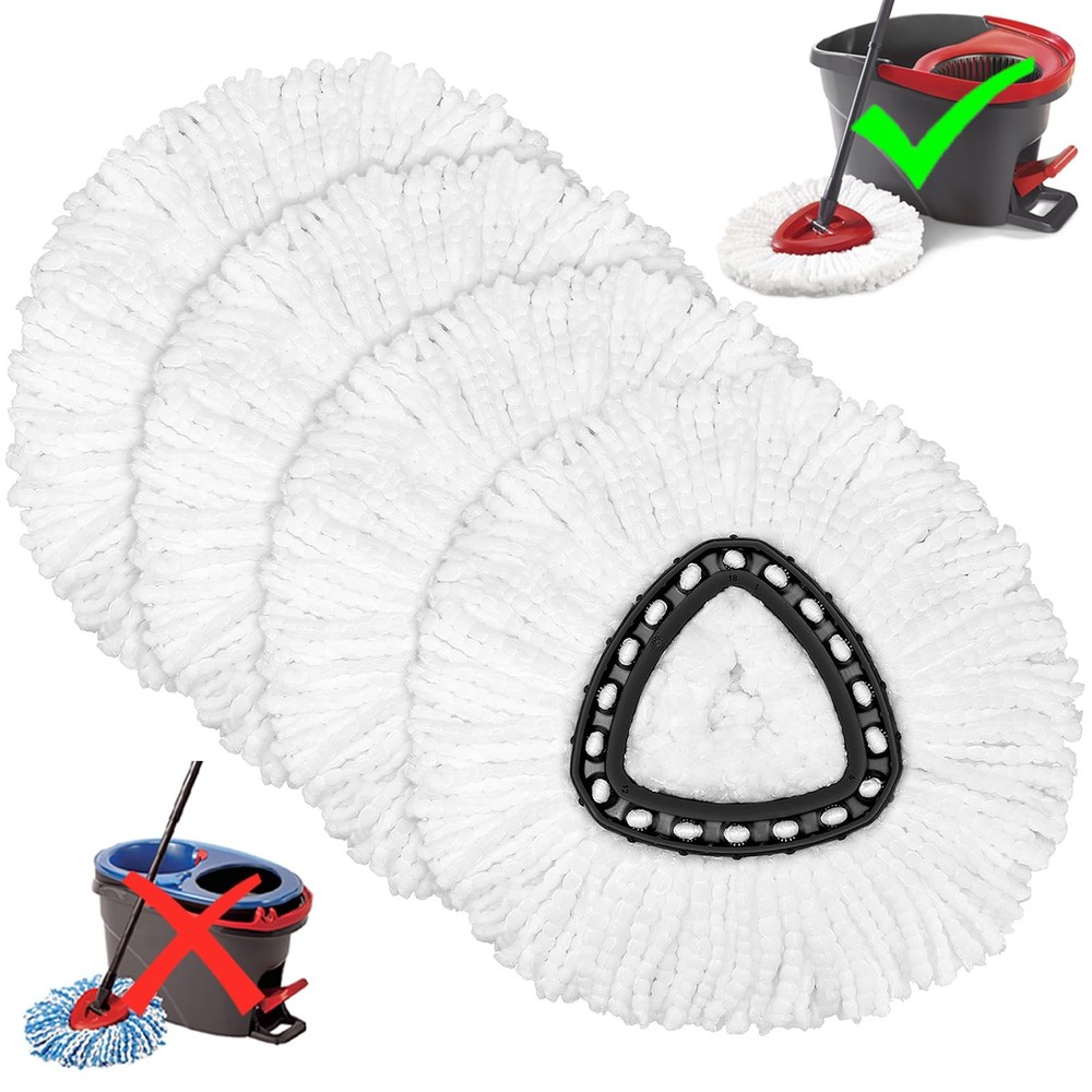 4 Pack Mop Heads Replacements for O-Ceda Easy Wrin Spin System, Microfiber Re...