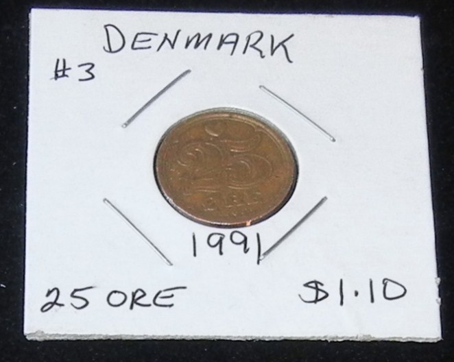 Nice 1990 & 1991 Denmark 25 Ore (2 Coin Set)