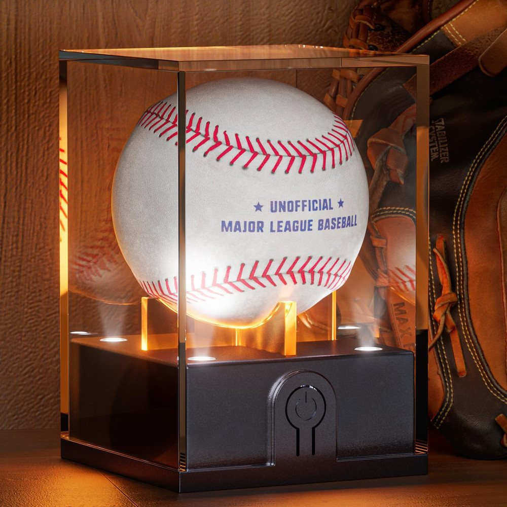 Baseball Display Case with Led Light, Light up Baseball Case for Display, Acryli