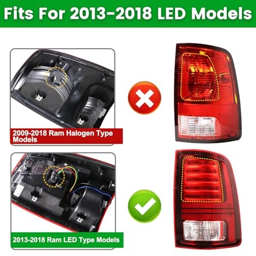 LED Tail Light Compatible with 2013-2018 Ram 1500 2014 Right Passenger Side