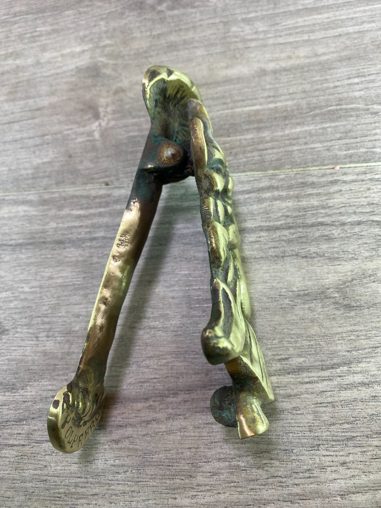 antique Solid Brass Pixie Impish Elf Leprechaun Mushroom Door Knocker polperro