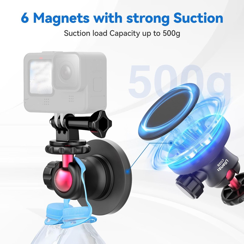 ULANZI Magnetic Camera Mount for Action Camera, Strong Black