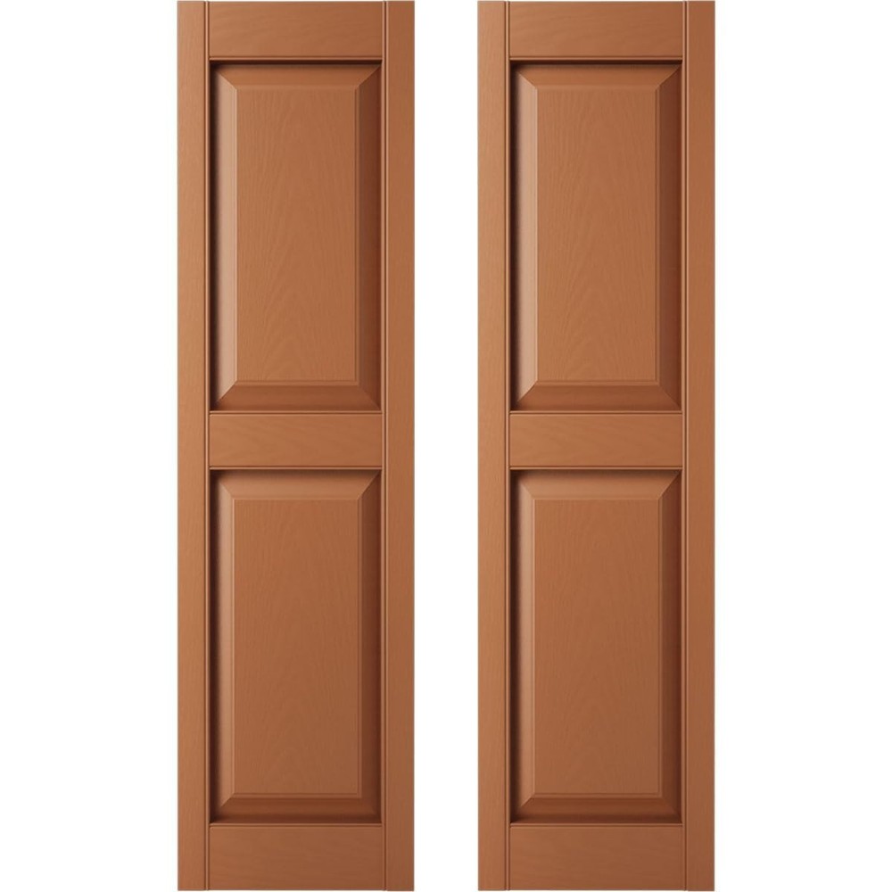 12x59 Raised Panel Shutters - Standard Two Equal Panels, Treated Cedar, Installa