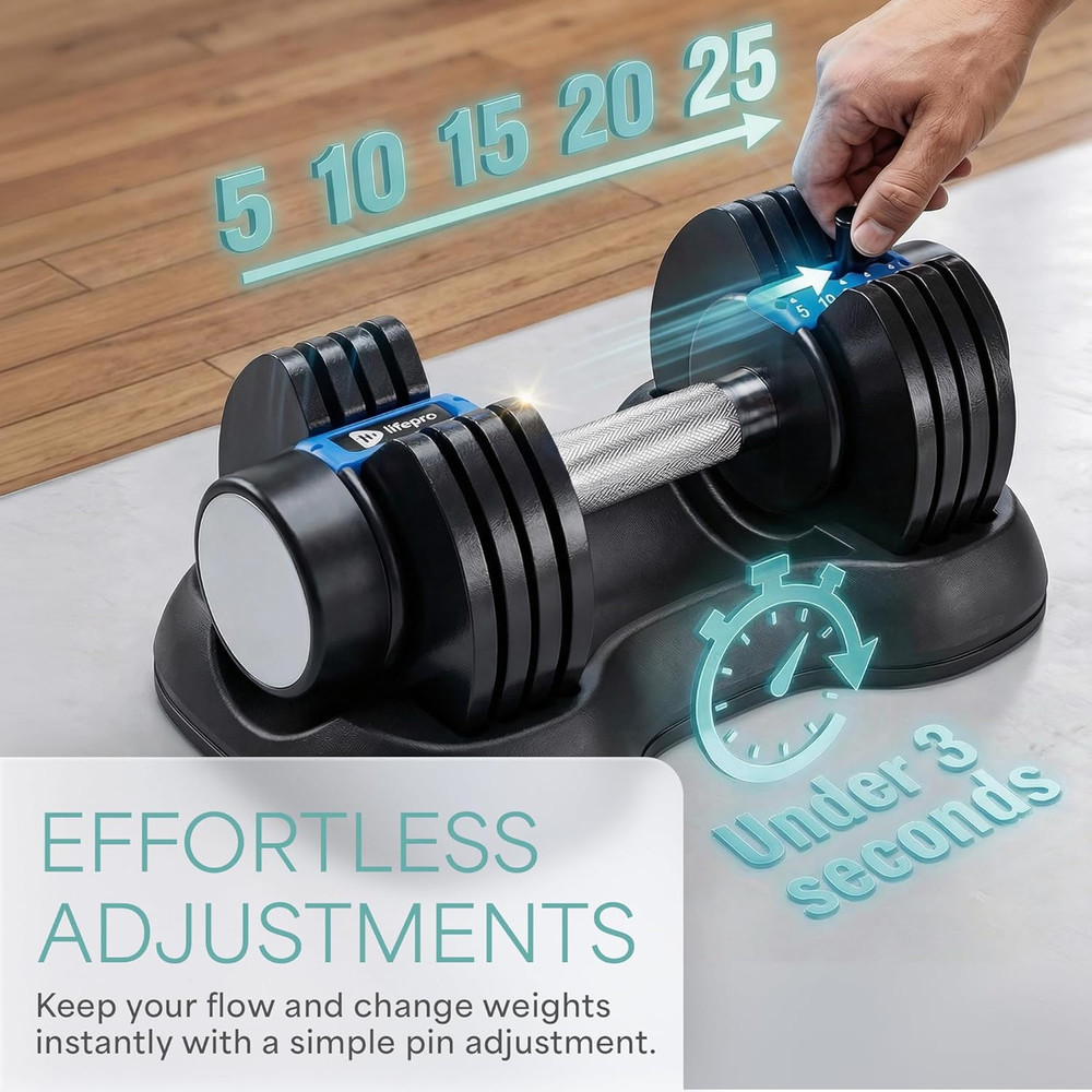 Adjustable Dumbbells Set Multi Weight Options with Rack Home Strength Training