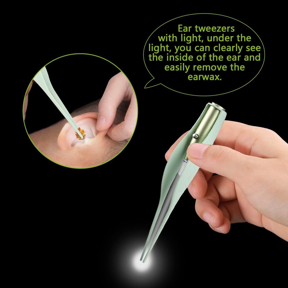 4 Pack Ear Wax Removal Tool Kit with Light, Pick Cleaning Tools Green