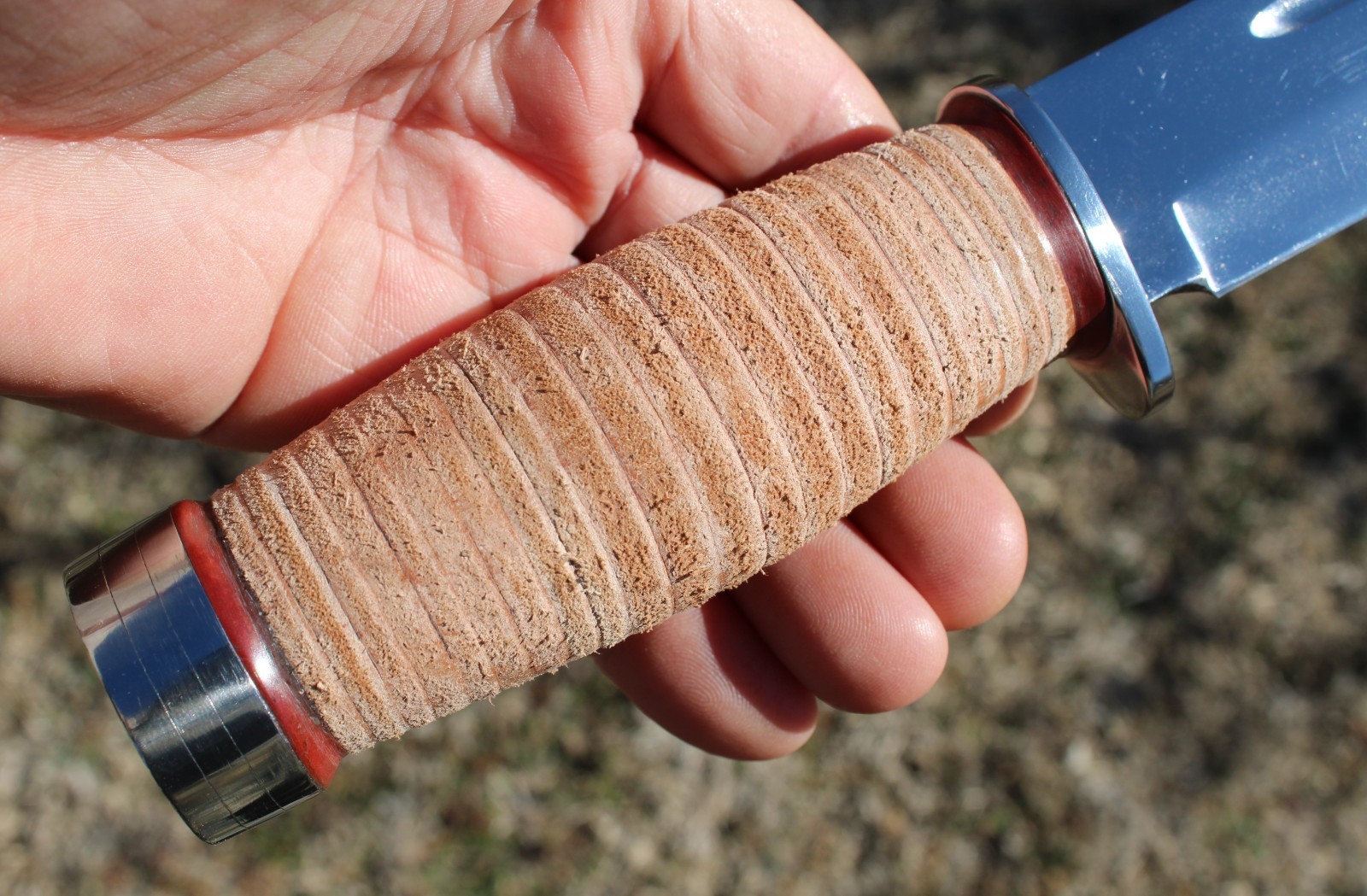 BGCK&T Custom Cattaraugus 225-Q Knife With New Leather Handle Sheath Full Blade