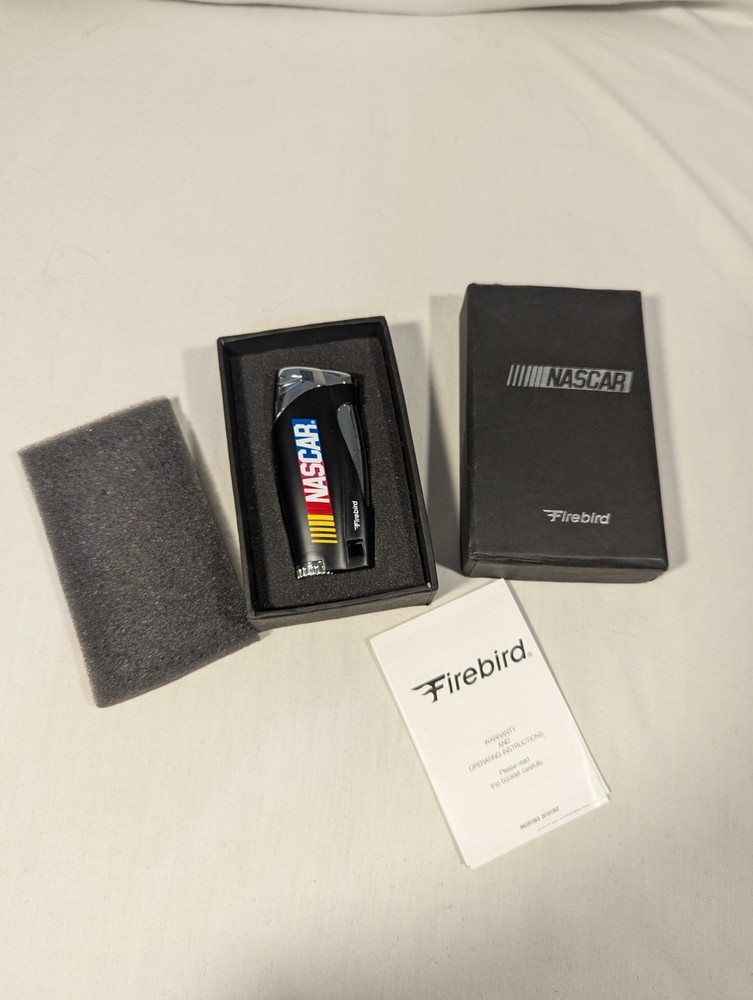 Firebird Nascar single jet lighter - Black / Silver - Colibri NEW Open Box
