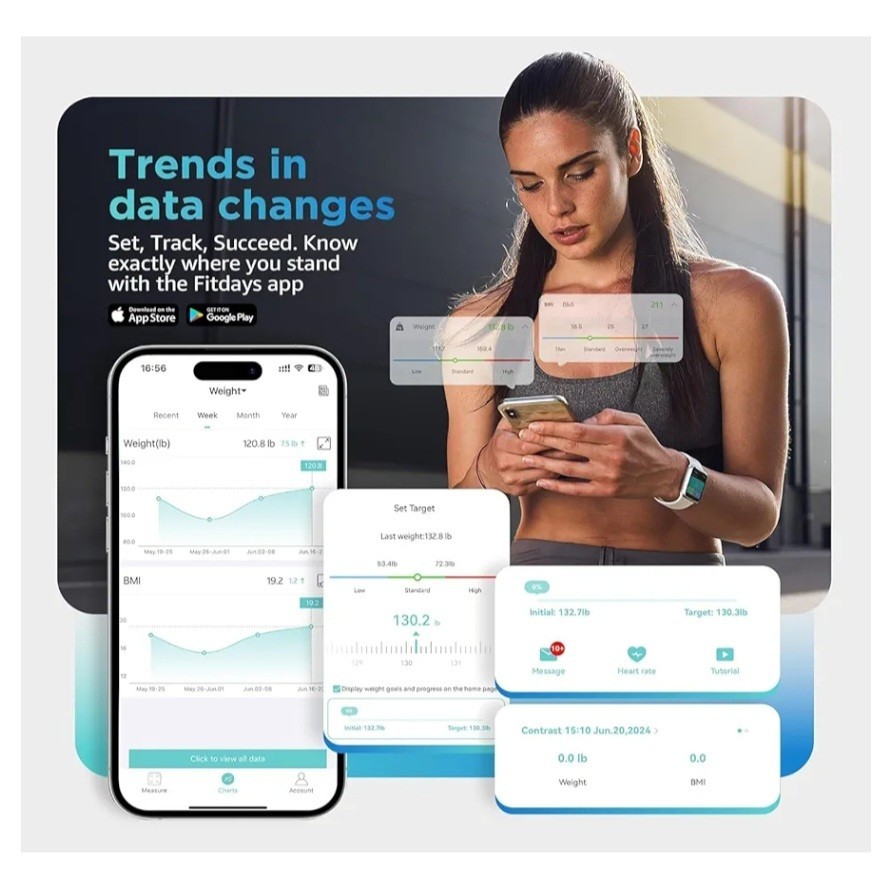 Posture Body Composition Scale Bluetooth App Digital Display BMI Analysis