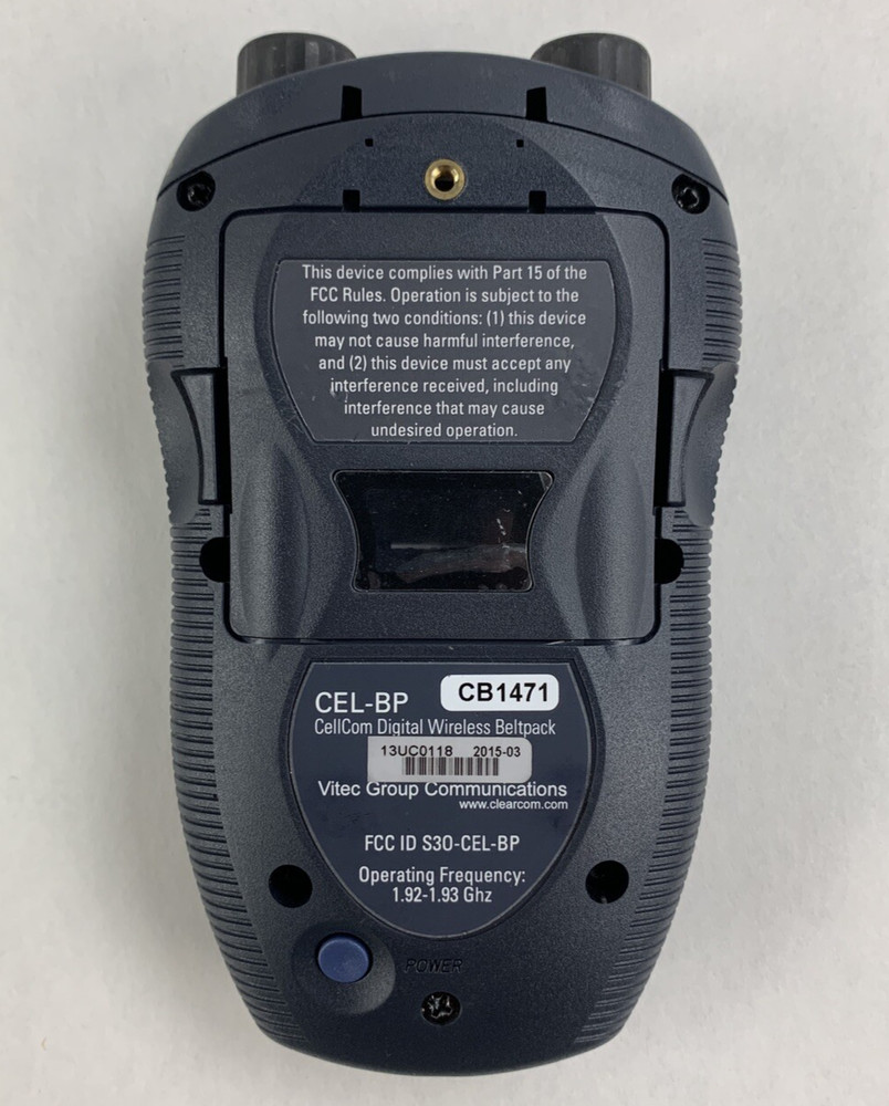 Clear-Com CEL-BP Cellcom Digital Wireless Beltpack Power Tested
