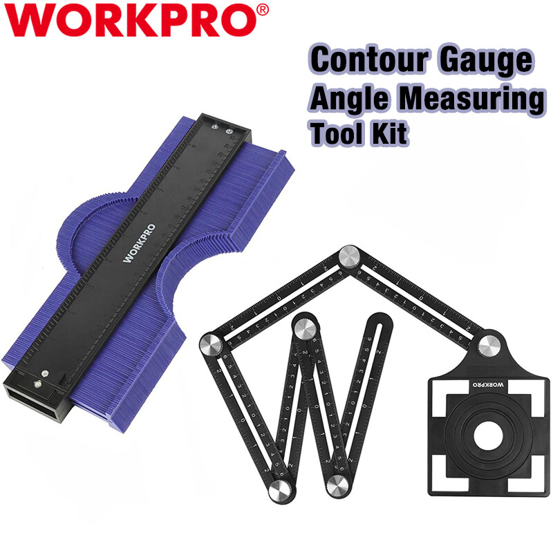 WORKPRO 10" Contour Gauge 6-Sided Angle Measuring Tool Combo Kit Angle Ruler Set