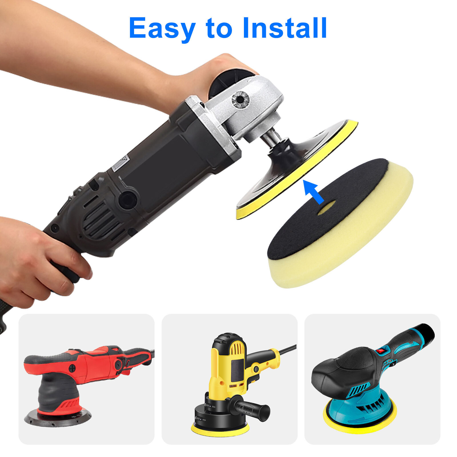 5Pcs Buffing Polishing Pads 6" Backing Plate Compound Buffing Sponge Pads Kit