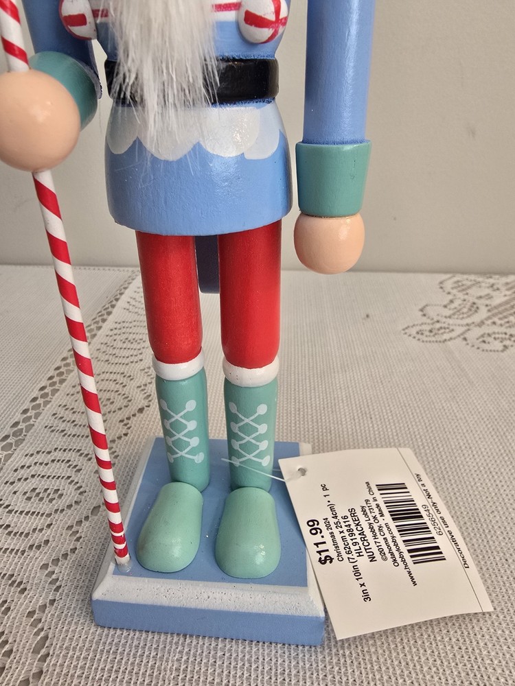 NWT! MULTICOLOR WOOD NUTCRACKER 10" TALL HOBBY LOBBY