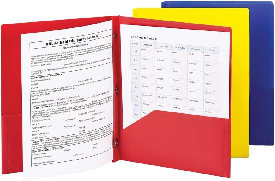 3 Count Polypropylene Two-Pocket Folder Set - Stylish & Water-Resistant Design