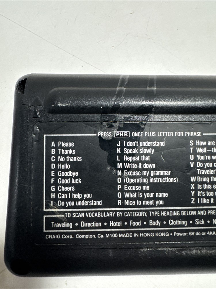 Craig M100 Translator Language Learning 1979 Tested - Powers On