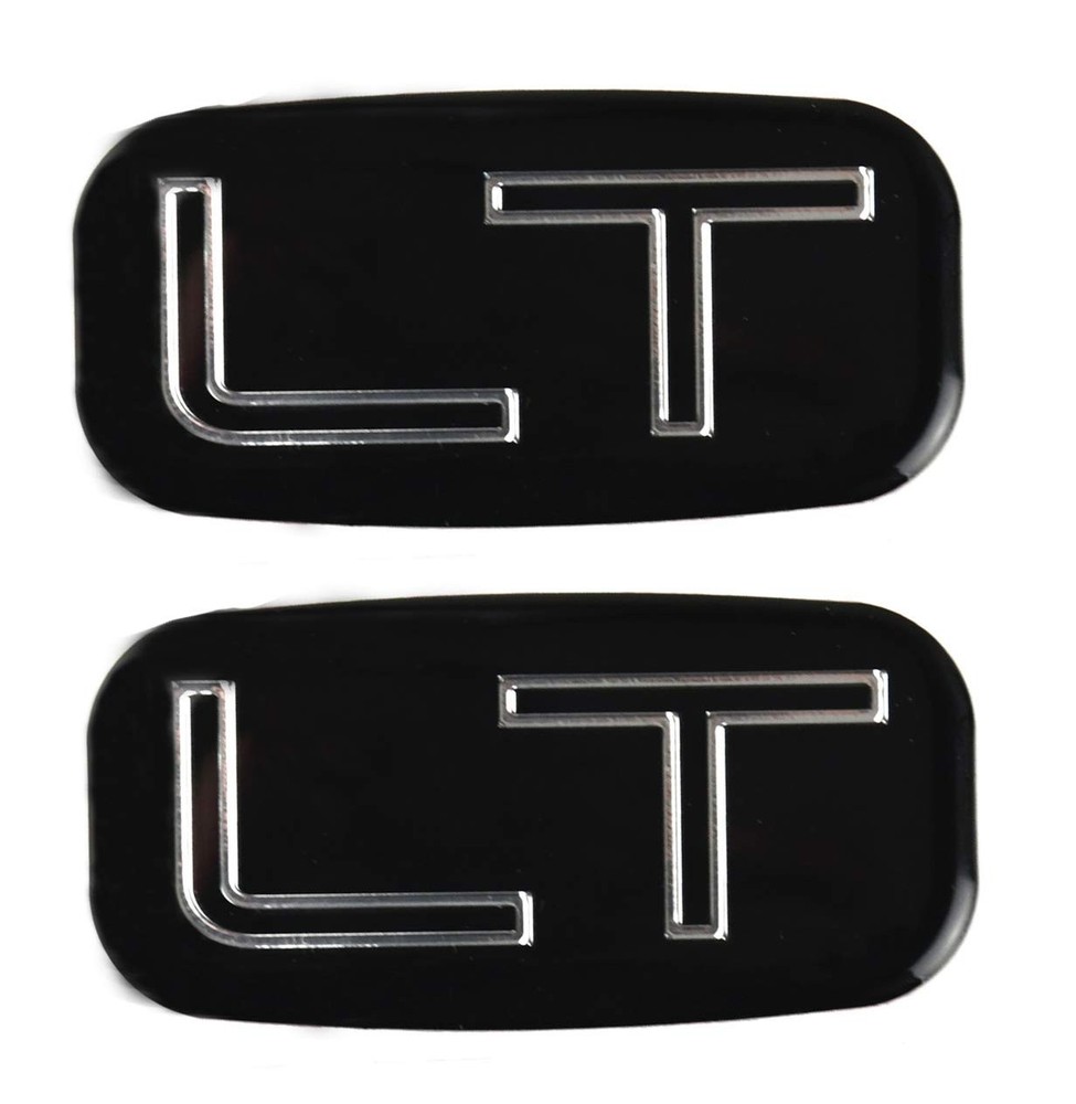 2pcs LT Emblems 3D Sticker Nameplate Replacement for 99-07 Black with Chrome
